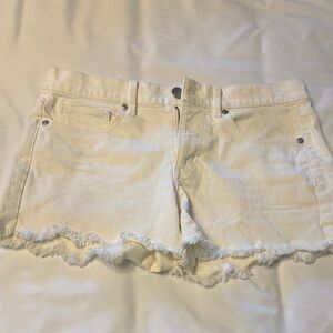 LOFT White Shorts with Frayed Hem